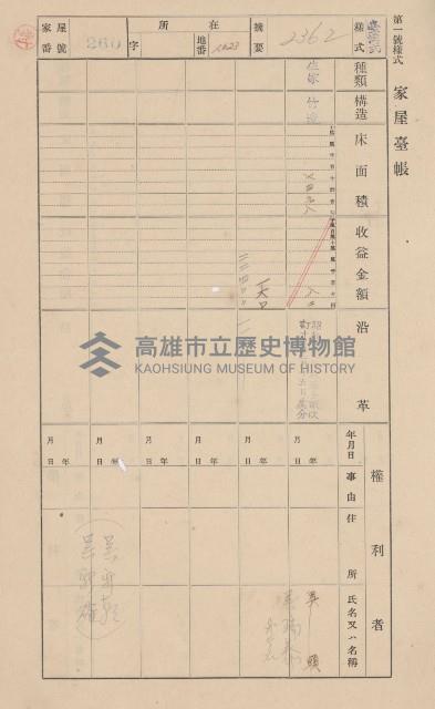 鳳山郡大樹庄溪埔家屋臺帳（二冊之內第二號）藏品圖，第50張