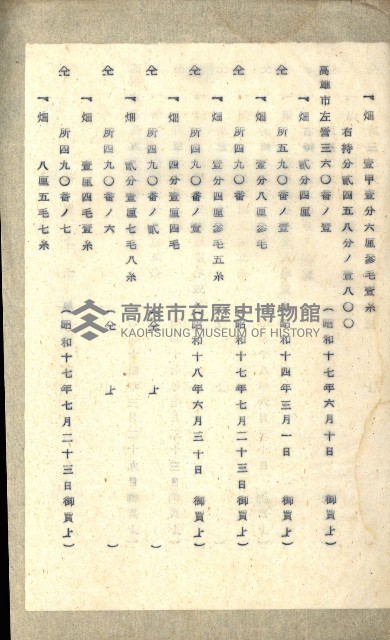 高雄州土地利用協會書類綴
（海軍用地使用許可關係）藏品圖，第303張