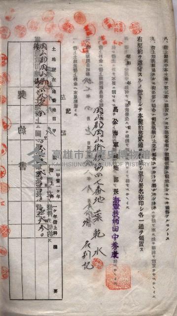 海軍土地借上契約書
（施設部長印捺印済）藏品圖，第500張