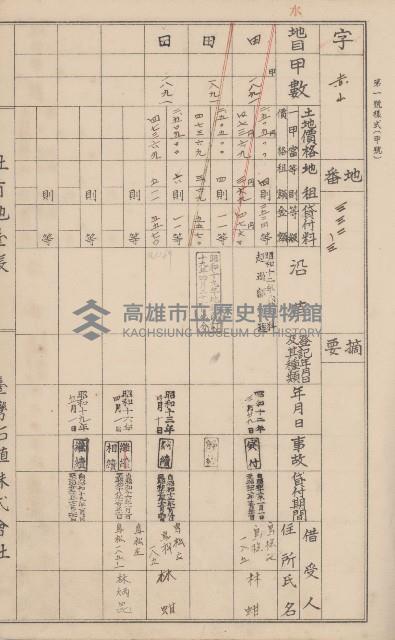 臺灣拓殖株式會社鳳山社有地臺帳（全一冊）藏品圖，第100張