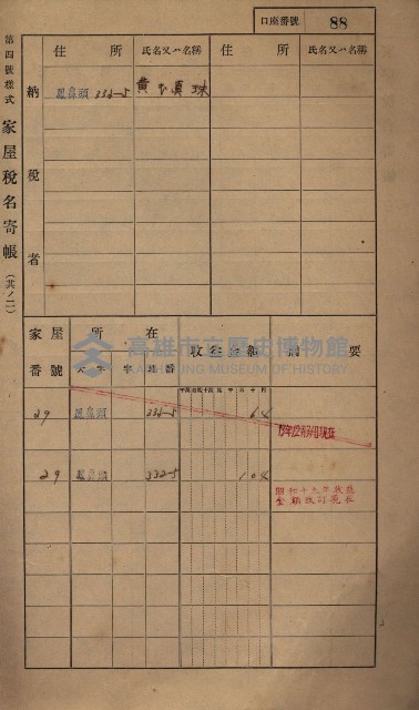 高雄州鳳山郡小港庄鳳鼻頭家屋稅名寄帳
（一冊之內第一號）藏品圖，第100張