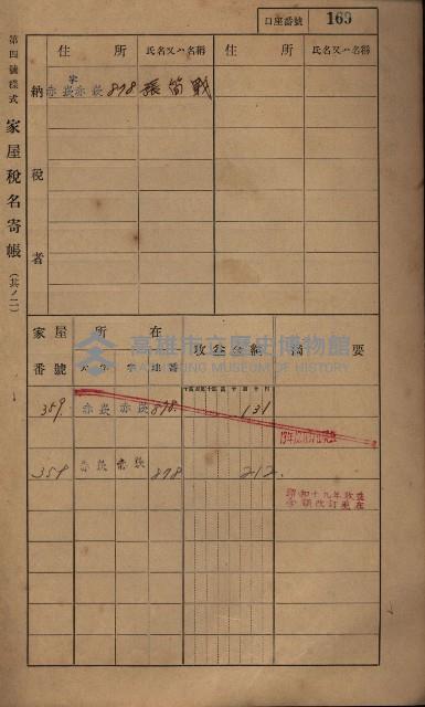 高雄州鳳山郡大寮庄赤崁家屋稅名寄帳
（三冊之內第一號）藏品圖，第190張