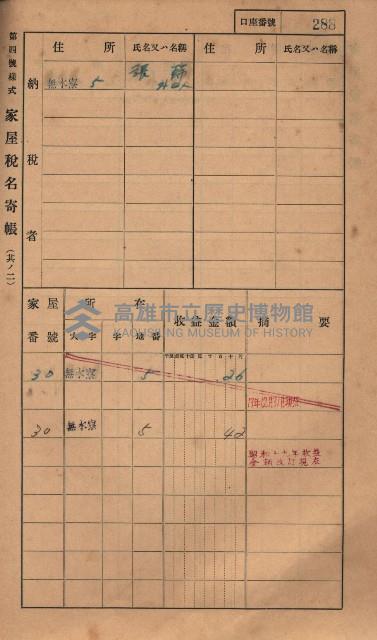 高雄州鳳山郡大樹庄無水寮家屋稅名寄帳
（二冊之內第二號）藏品圖，第90張