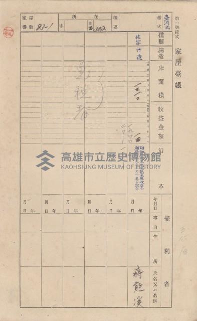 鳳山郡林園庄王公廟家屋臺帳（三冊之內第一號）藏品圖，第90張