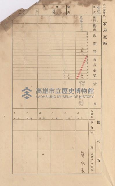 鳳山郡大寮庄拷潭家屋臺帳（一冊之內第一號）藏品圖，第140張