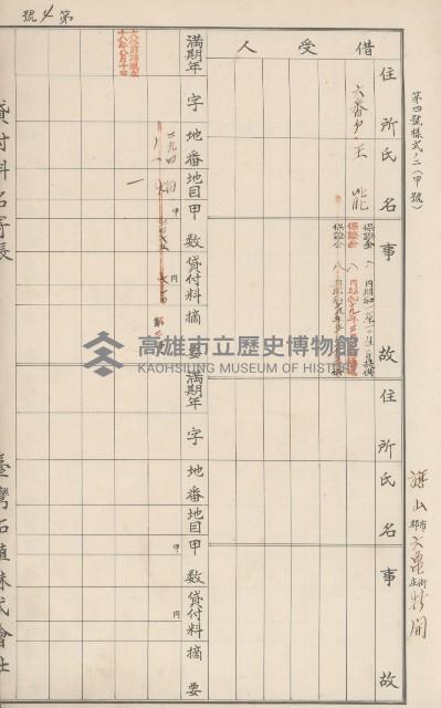 臺灣拓殖株式會社六龜貸付料名寄帳藏品圖，第140張