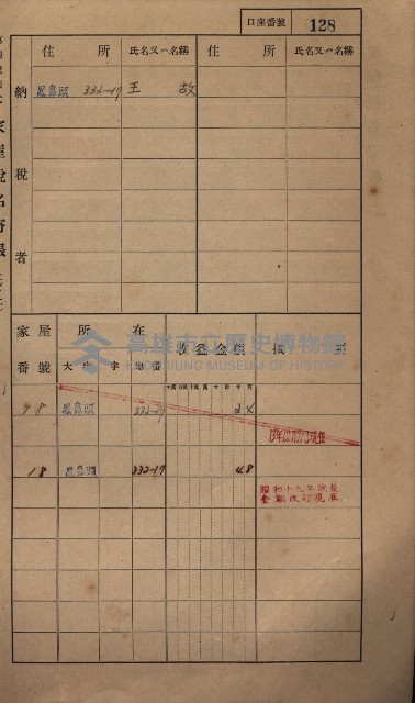 高雄州鳳山郡小港庄鳳鼻頭家屋稅名寄帳
（一冊之內第一號）藏品圖，第140張