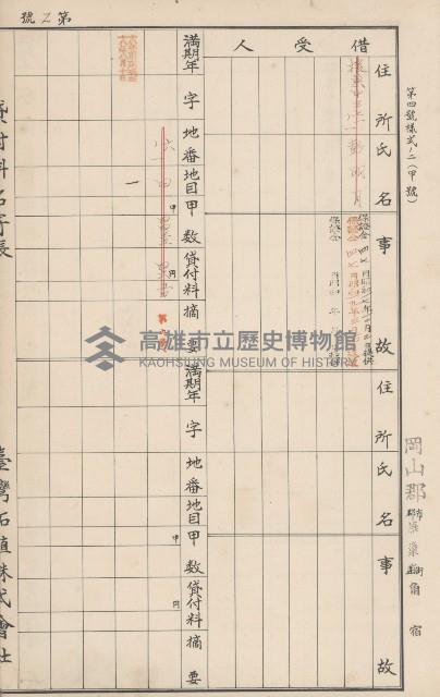 臺灣拓殖株式會社燕巢貸付料名寄帳藏品圖，第140張