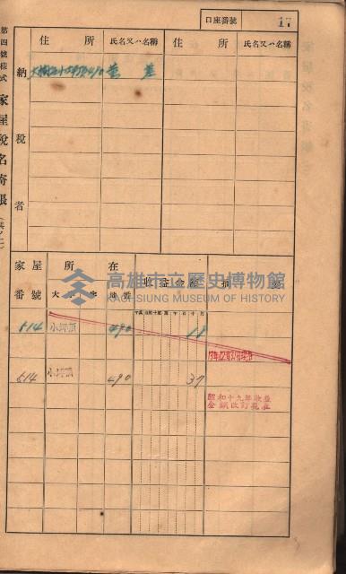 高雄州鳳山郡大樹庄小坪頂家屋稅名寄帳
（三冊之內第一號）藏品圖，第40張