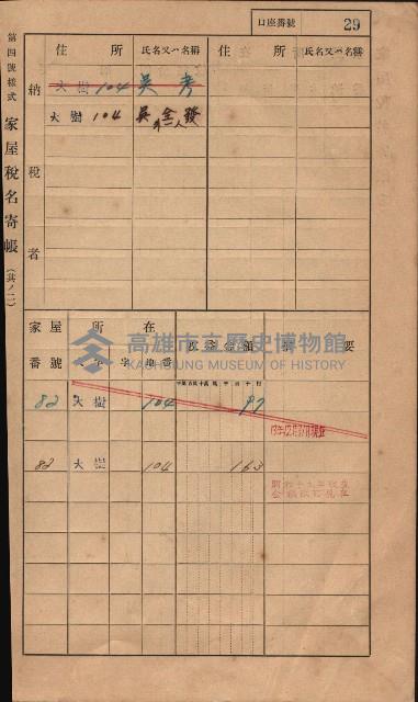 高雄州鳳山郡大樹庄大樹家屋稅名寄帳
（一冊之內第一號）藏品圖，第40張