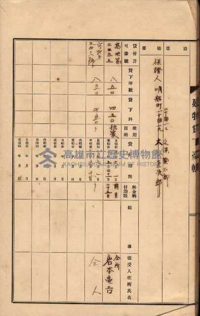 州所屬建物貸下臺帳（高雄州）藏品圖，第40張