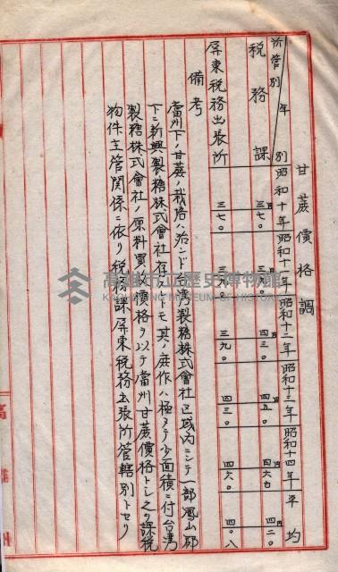 州所屬地貸下料算出基礎調
（其之他－十三之一）藏品圖，第40張