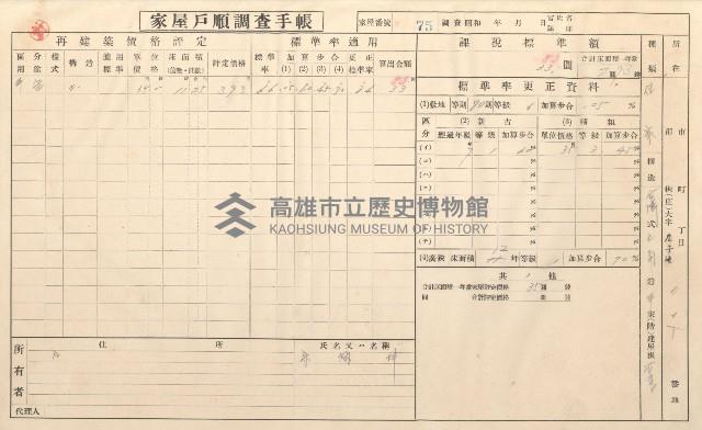小港庄空地子、店子後家屋戶順調查手帳
（一冊之內一）藏品圖，第80張