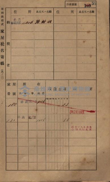 高雄州鳳山郡大寮庄赤崁家屋稅名寄帳
（三冊之內第一號）藏品圖，第80張