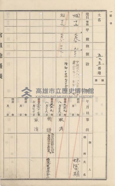 杉林庄官租地臺帳（二冊之內第二號）藏品圖，第265張