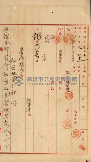 祕密地圖ニ關スル書類（高雄州）藏品圖，第267張