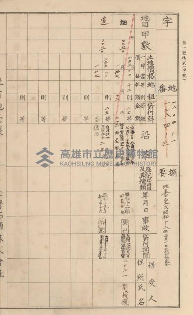 臺灣拓殖株式會社美濃社有地臺帳（二之一）藏品圖，第165張