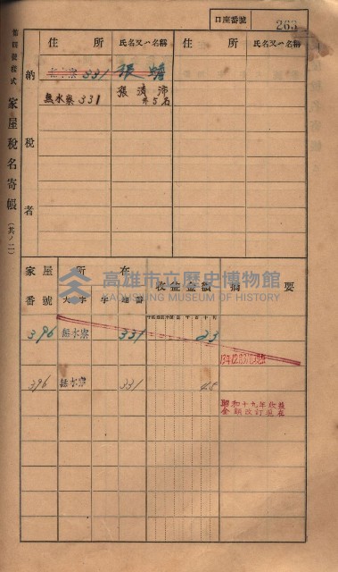 高雄州鳳山郡大樹庄無水寮家屋稅名寄帳
（二冊之內第二號）藏品圖，第65張