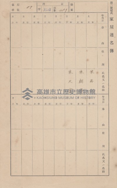 鳳山郡林園庄王公廟家屋臺帳（三冊之內第一號）藏品圖，第65張