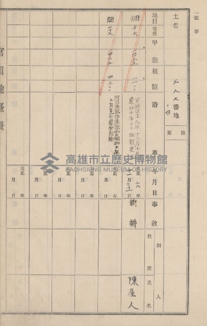 旗山街官租地臺帳（二冊之內第二號）藏品圖，第225張