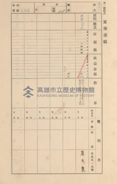 鳳山郡大寮庄拷潭家屋臺帳（一冊之內第一號）藏品圖，第125張