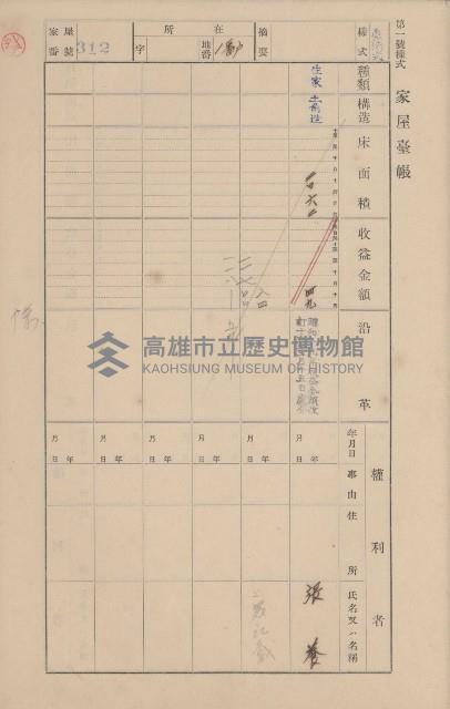 鳳山郡鳥松庄田草埔家屋臺帳
（二冊之內第二號）藏品圖，第125張