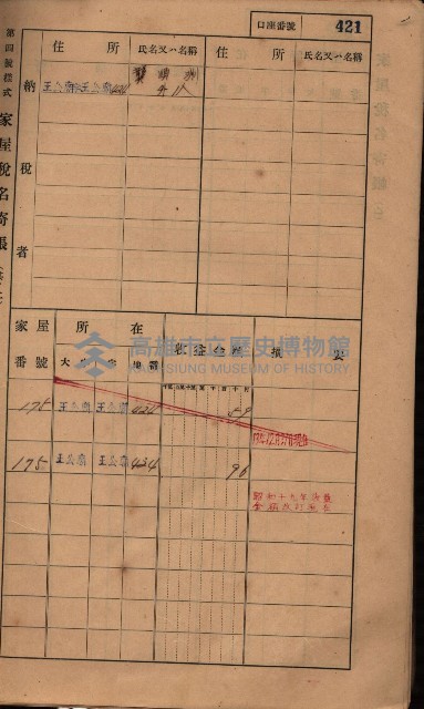 高雄州鳳山郡林園庄王公廟家屋稅名寄帳
（三冊之內第三號）藏品圖，第25張