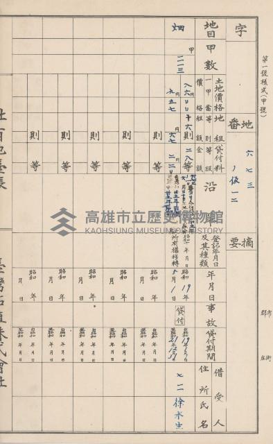 臺灣拓殖株式會社美濃社有地臺帳（二之一）藏品圖，第25張