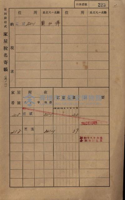 高雄州鳳山郡林園庄潭頭家屋稅名寄帳
（二冊之內第二號）藏品圖，第25張