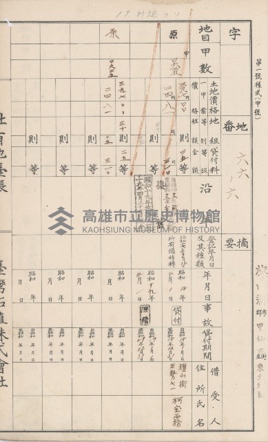 臺灣拓殖株式會社甲仙社有地臺帳（二之二）藏品圖，第25張