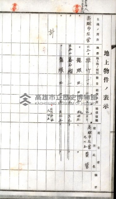 土地買收綴
（內惟、前峯尾、埤子頭、左營）藏品圖，第25張