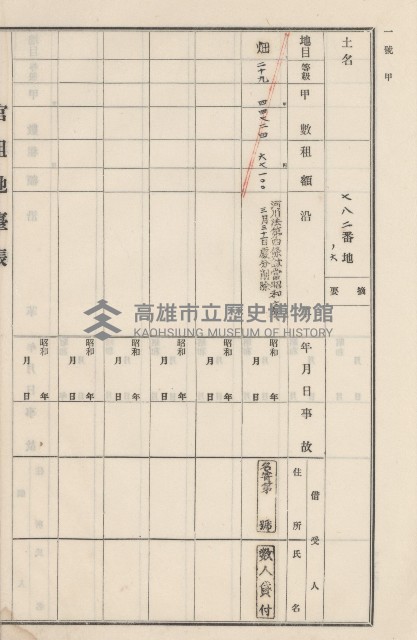 旗山街官租地臺帳（二冊之內第二號）藏品圖，第205張