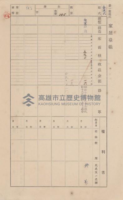 鳳山郡小港庄鳳鼻頭家屋臺帳（二冊之內第一號）藏品圖，第105張