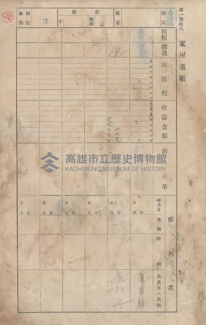 鳳山郡鳥松庄田草埔家屋臺帳
（二冊之內第一號）藏品圖，第5張