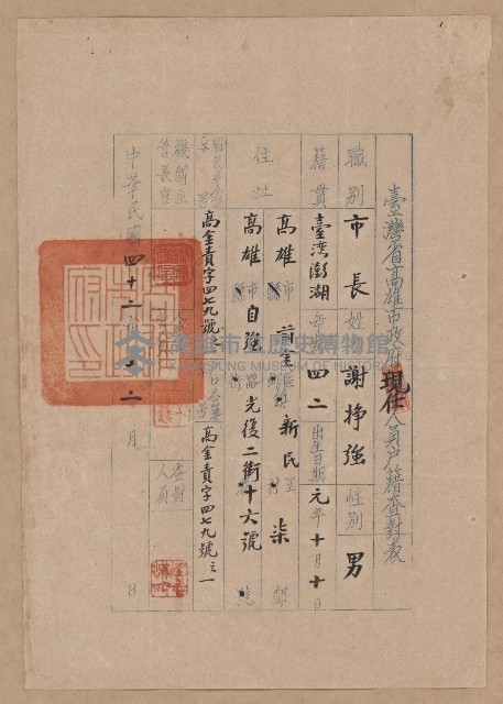 謝掙強高雄市政府公務員任用審查證明文件藏品圖，第5張