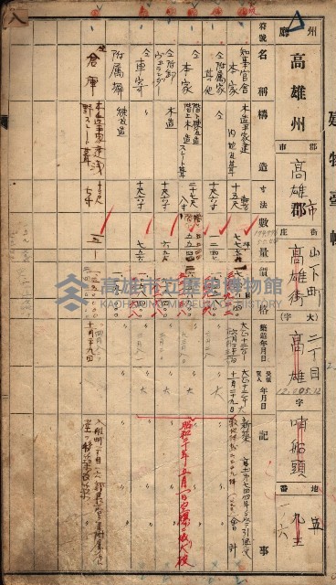 建物臺帳（高雄市－州有官舍）藏品圖，第5張