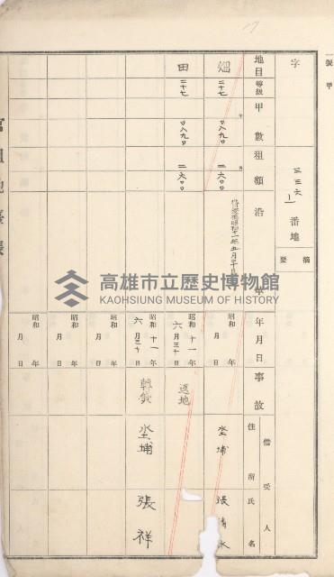 鳥松庄官租地臺帳（十六冊之內第六號）藏品圖，第5張
