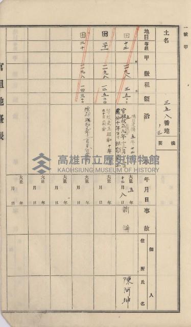 杉林庄官租地臺帳（二冊之內第一號）藏品圖，第305張