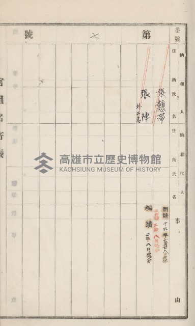 旗山街官租名寄帳（二之一）藏品圖，第116張