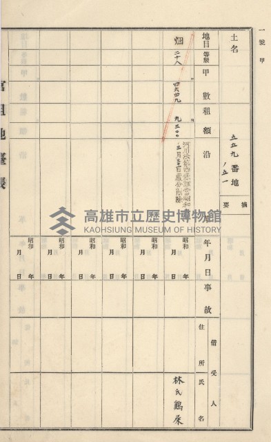 旗山街官租地臺帳（二冊之內第一號）藏品圖，第115張