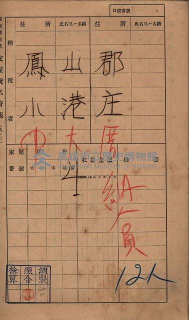 高雄州鳳山郡小港庄塩水港、中大厝、空地子
家屋稅名寄帳（一冊之內第一號）藏品圖，第15張