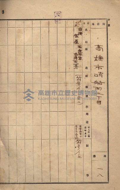 州所屬建物貸下臺帳（高雄市）藏品圖，第15張