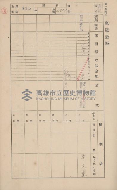 鳳山郡大寮庄山子頂家屋臺帳（三冊之內第三號）藏品圖，第15張