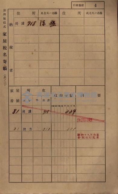 高雄州鳳山郡大寮庄拷潭家屋稅名寄帳
（二冊之內第一號）藏品圖，第15張