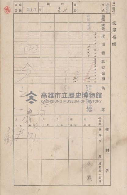 鳳山郡小港庄大坪頂家屋臺帳（二冊之內第二號）藏品圖，第15張