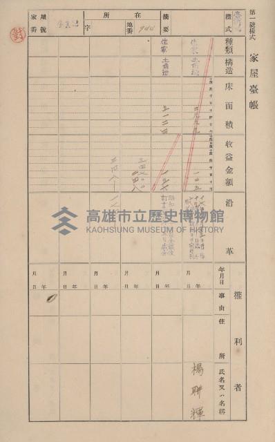 鳳山郡大寮庄翁公園家屋臺帳（三冊之內第三號）藏品圖，第15張