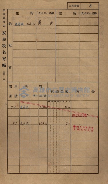 高雄州鳳山郡小港庄鳳鼻頭家屋稅名寄帳
（一冊之內第一號）藏品圖，第15張