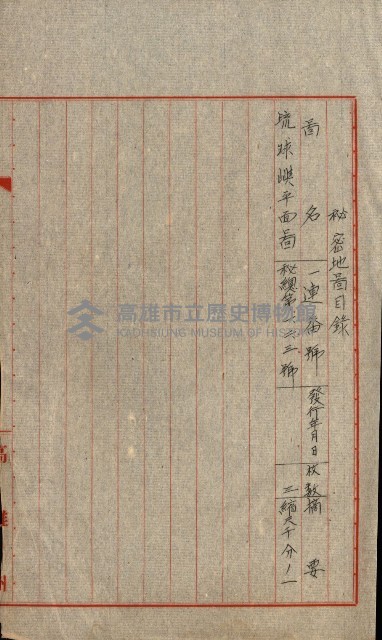 祕密地圖ニ關スル書類（高雄州）藏品圖，第963張