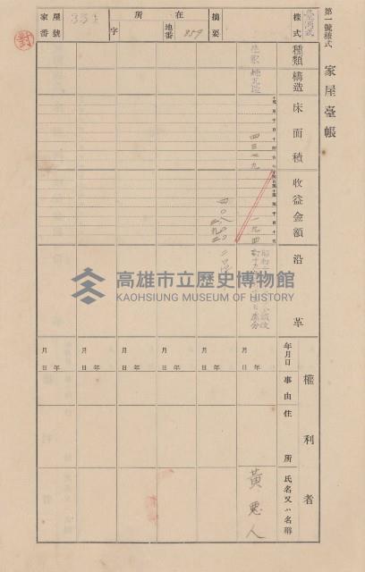 鳳山郡大寮庄翁公園家屋臺帳（三冊之內第二號）藏品圖，第155張