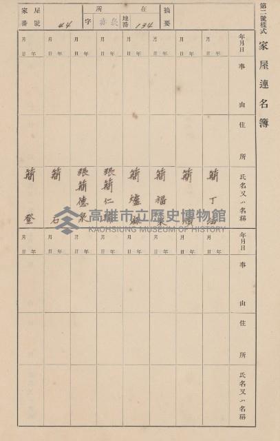 鳳山郡大寮庄赤崁家屋臺帳（四冊之內第一號）藏品圖，第55張